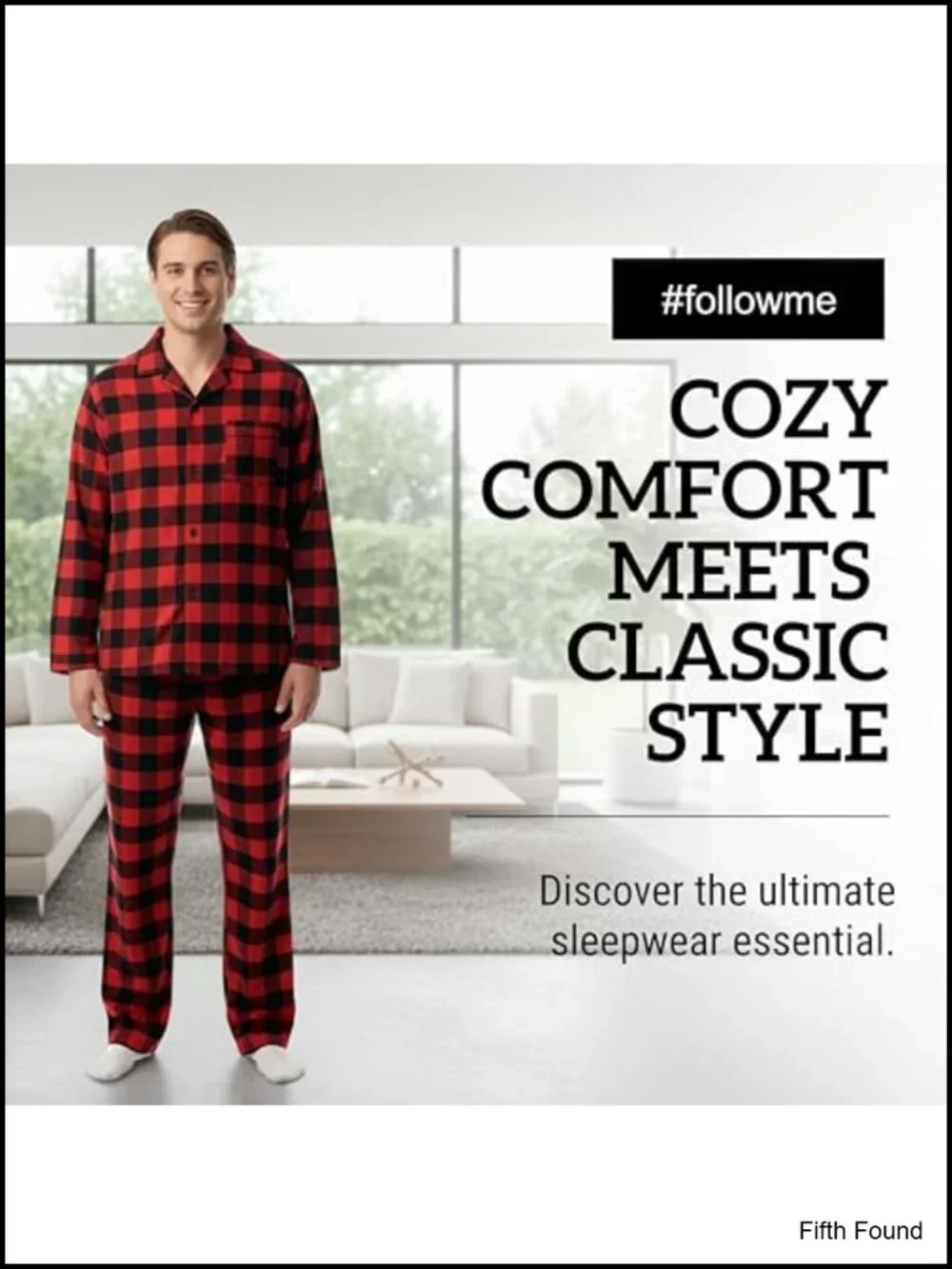 Men's Plaid Button Front Flannel Pajamas Set Long Sleeve Long Pant
